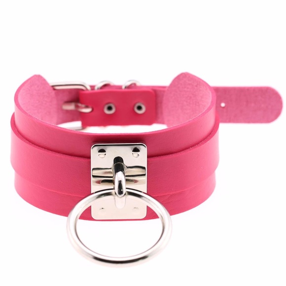 XS Rose Pink Double Layer Choker w/ Silver O-Ring